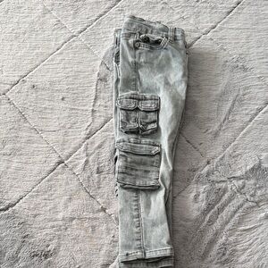 Kids Cargo Pocket Grey Jeans